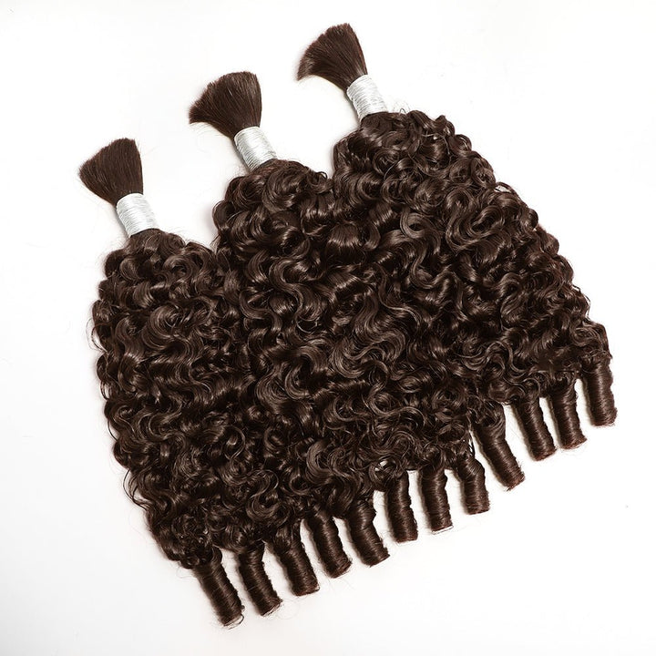 Msgem Boho Braids Burmese Curly Hair Bulk For Braids Chocolate Brown Human Hair Extensions - Msgem Hair