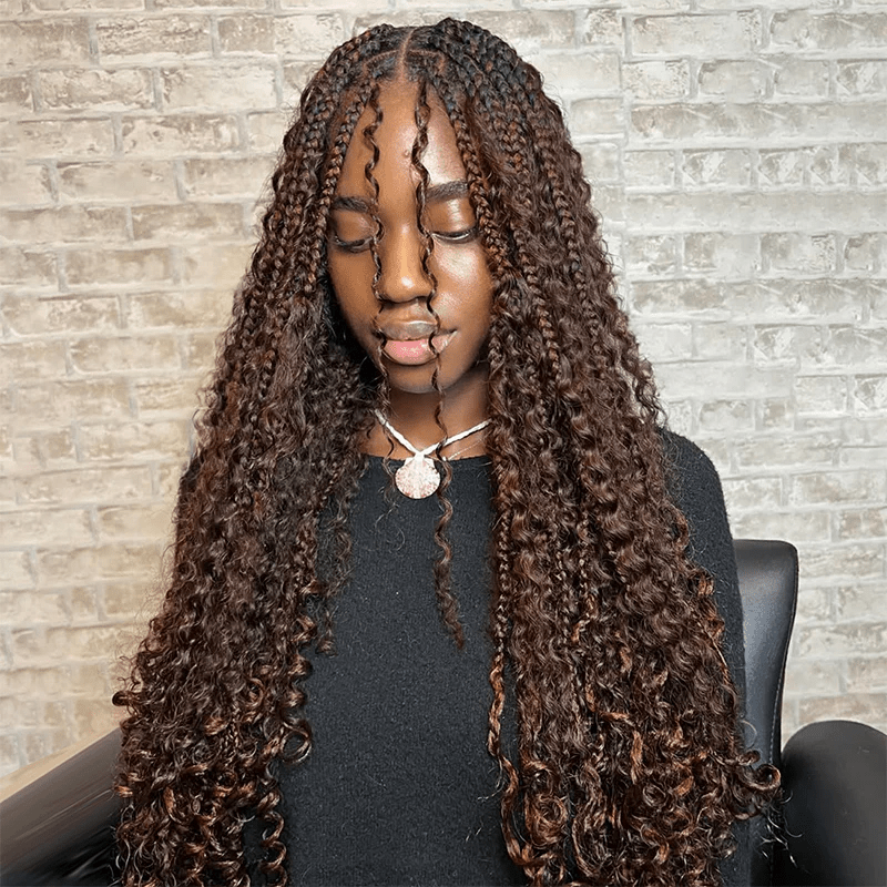 Msgem Boho Braids Burmese Curly Hair Bulk For Braids Chocolate Brown Human Hair Extensions - Msgem Hair