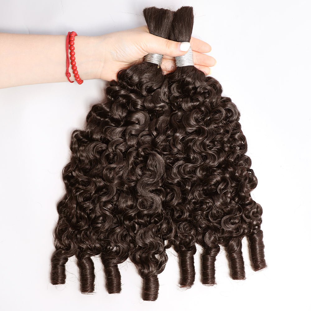 Msgem Boho Braids Burmese Curly Hair Bulk For Braids Chocolate Brown Human Hair Extensions - Msgem Hair