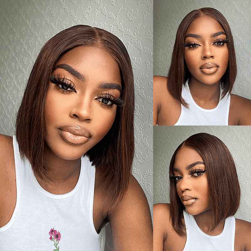 Msgem Bone Straight Short Bob Wigs Transparent 2x6 Lace Human Hair Wigs 180% - Msgem Hair
