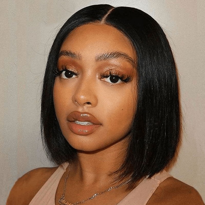 Msgem Bone Straight Short Bob Wigs Transparent 2x6 Lace Human Hair Wigs 180% - Msgem Hair