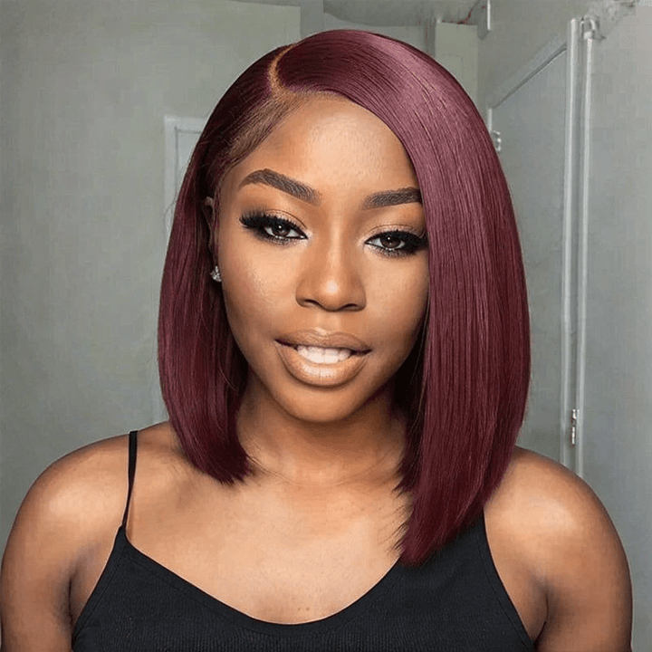 Msgem Bone Straight Short Bob Wigs Transparent 2x6 Lace Human Hair Wigs 180% - Msgem Hair