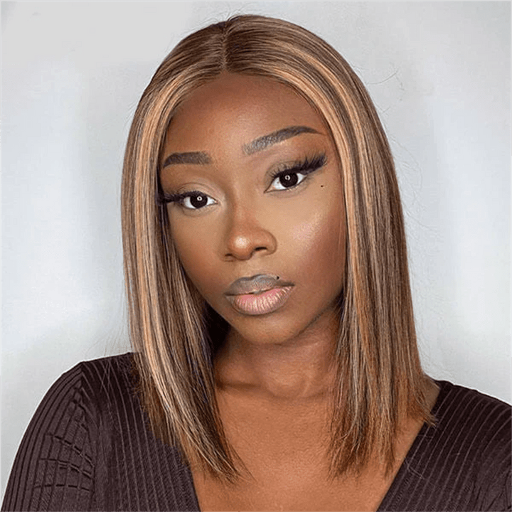 Msgem Bone Straight Short Bob Wigs Transparent 2x6 Lace Human Hair Wigs 180% - Msgem Hair
