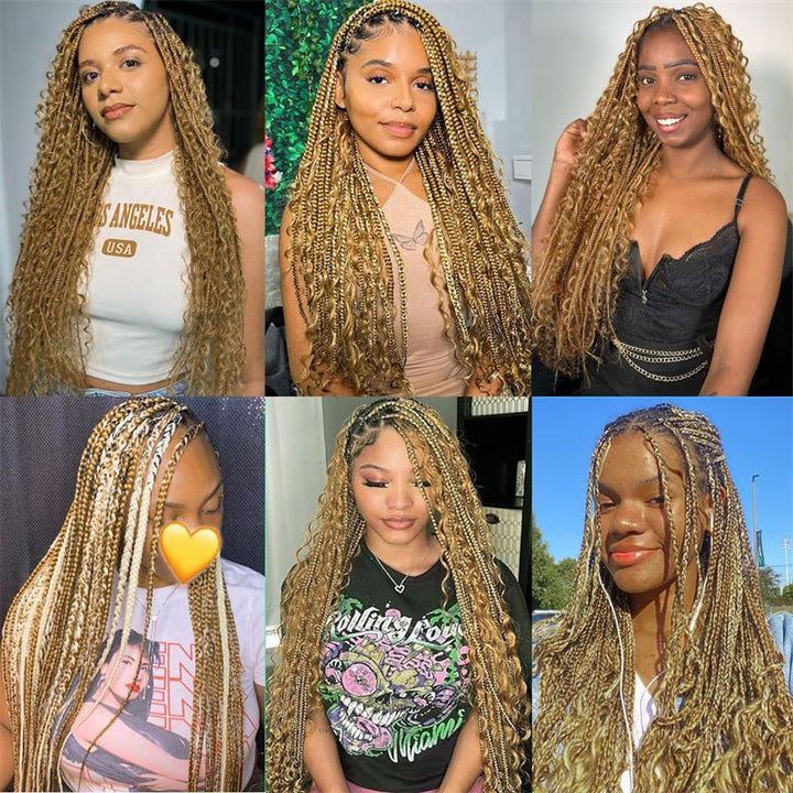 Msgem Braiding Hair #27 Honey Blonde Deep Wave Bulk Human Hair for Boho Braids - Msgem Hair