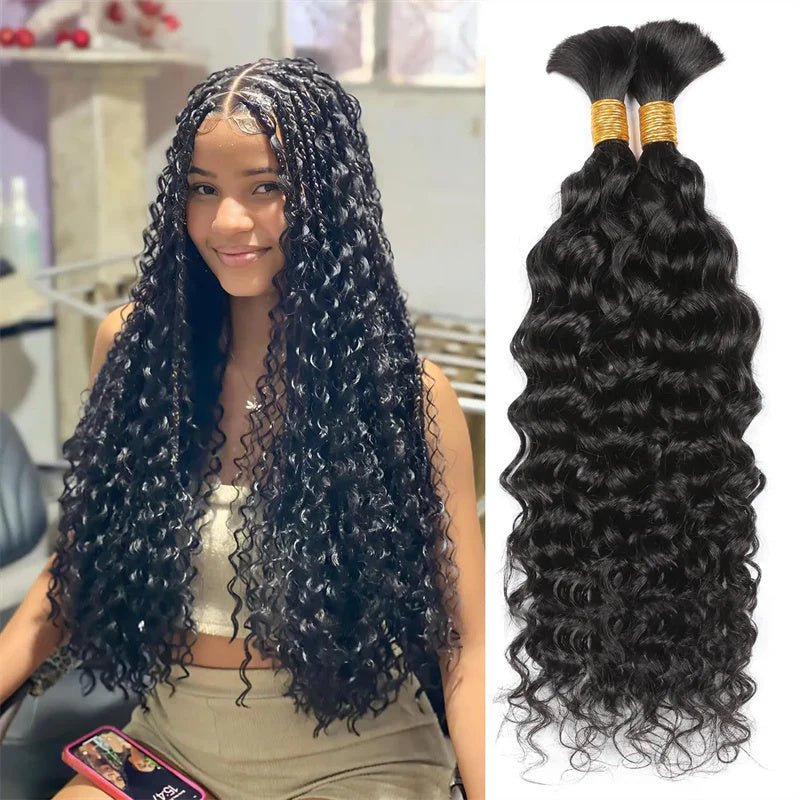 Msgem Braiding Hair Water Wave Boho Braids Human Hair Exensions No Weft 1PC - Msgem Hair