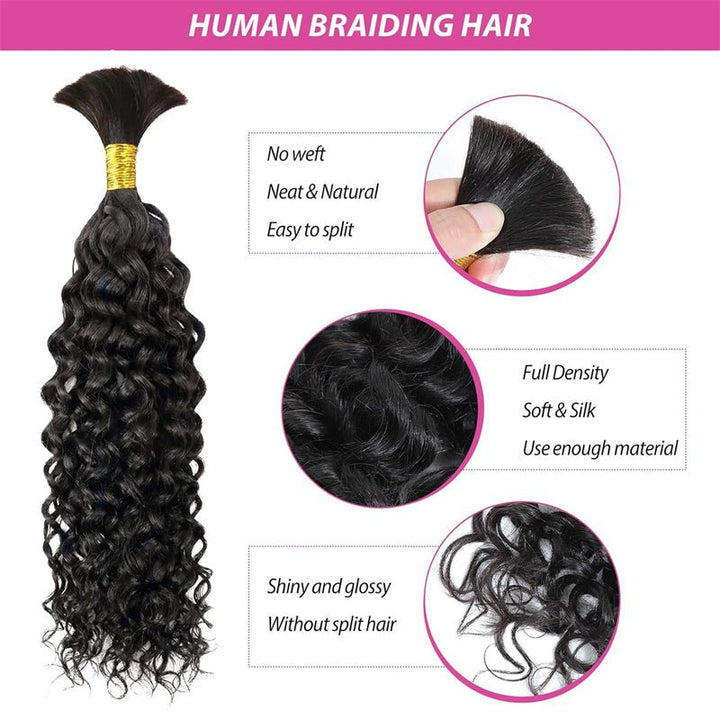 Msgem Braiding Hair Water Wave Boho Braids Human Hair Exensions No Weft 1PC - Msgem Hair