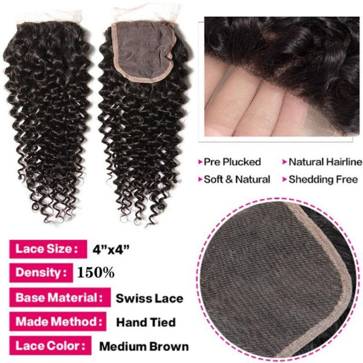 Msgem Brazilian Hair Deep Wave HD Lace 4x4 Lace Closure With Baby Hair - Msgem Hair