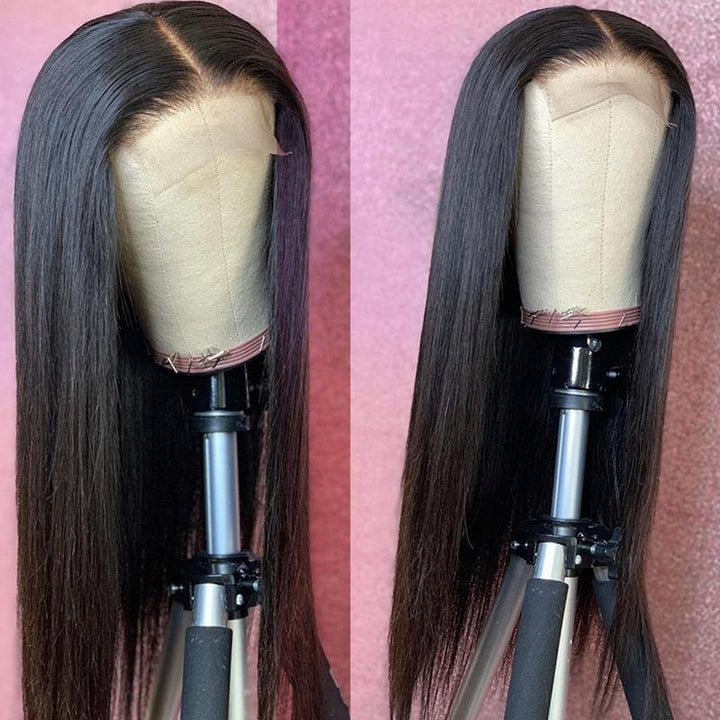 Msgem Brazilian Straight Human Hair 4x4 Lace Closure Wig Glueless Straight Lace Wigs