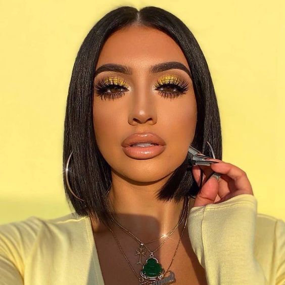Msgem Brazilian Straight Remy Hair 13x4 Lace Front Wig Natural Black Short Bob Wigs - Msgem Hair