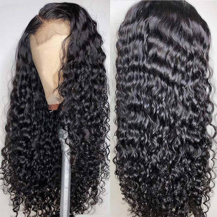 Msgem 4x4 HD Lace Closure Wig 32 Inches Long Water Wave Human Hair Wigs 250% Density