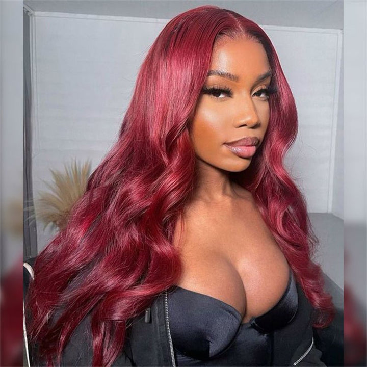 Msgem Burgundy 6x6 Lace Closure Wigs 99J Body Wave Ready To Wear Wig Colored Human Hair Wig - Msgem Hair