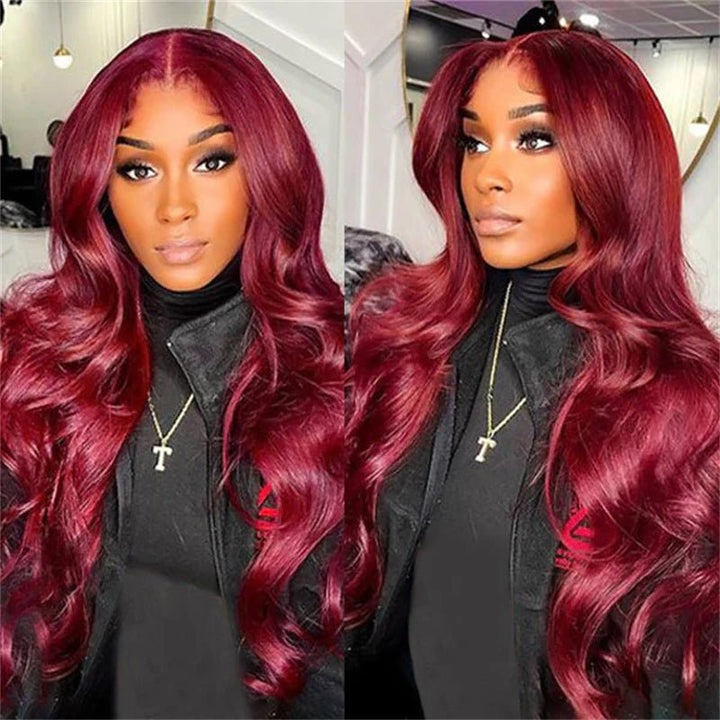 Msgem Burgundy 6x6 Lace Closure Wigs 99J Body Wave Ready To Wear Wig Colored Human Hair Wig - Msgem Hair