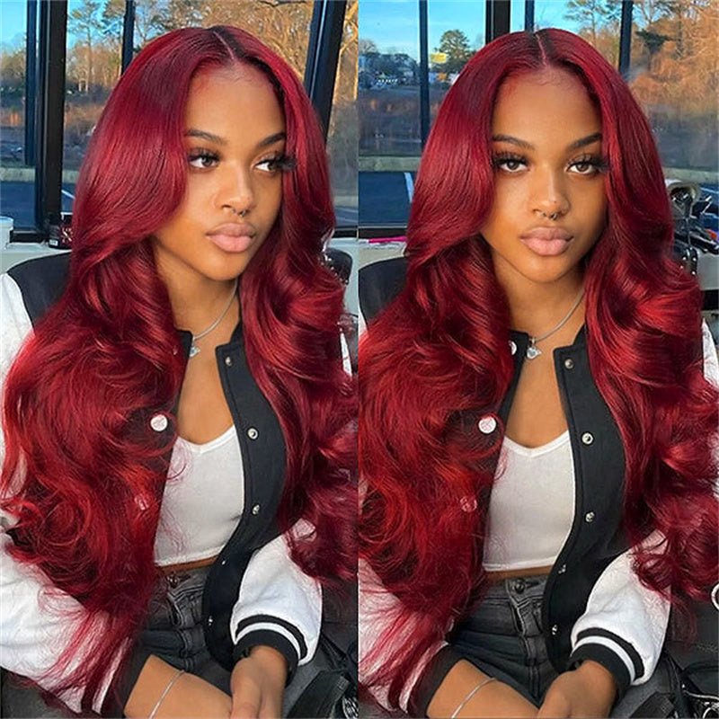 Msgem Burgundy 6x6 Lace Closure Wigs 99J Body Wave Ready To Wear Wig Colored Human Hair Wig - Msgem Hair