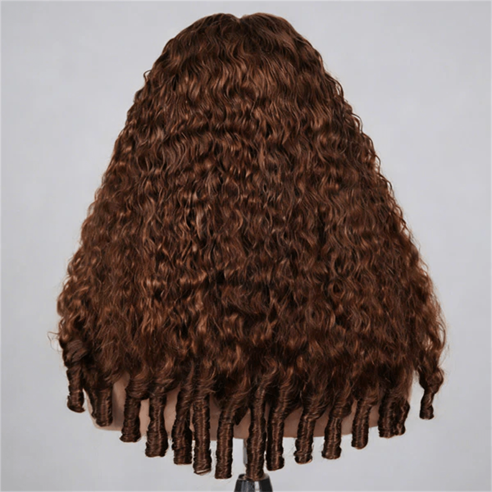 Msgem Burmese Curly 13x6 Full Frontal Wig 4 Chocolate Brown Colored Human Hair Wigs - Msgem Hair