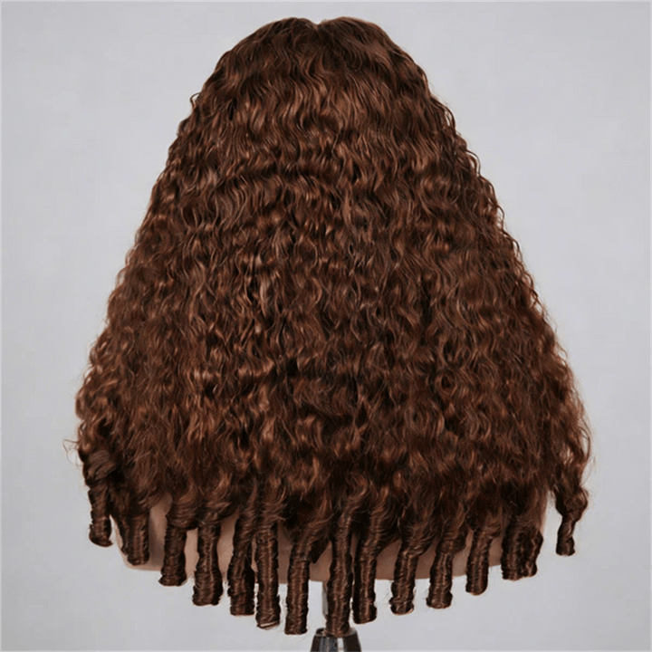 Msgem Burmese Curly 13x6 Full Frontal Wig 4 Chocolate Brown Colored Human Hair Wigs - Msgem Hair