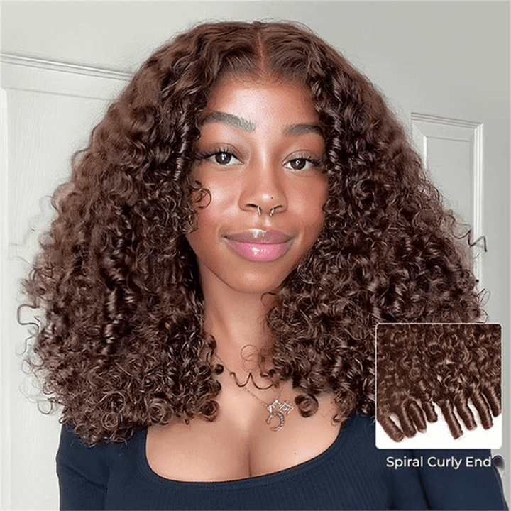 Msgem Burmese Curly 13x6 Full Frontal Wig 4 Chocolate Brown Colored Human Hair Wigs - Msgem Hair