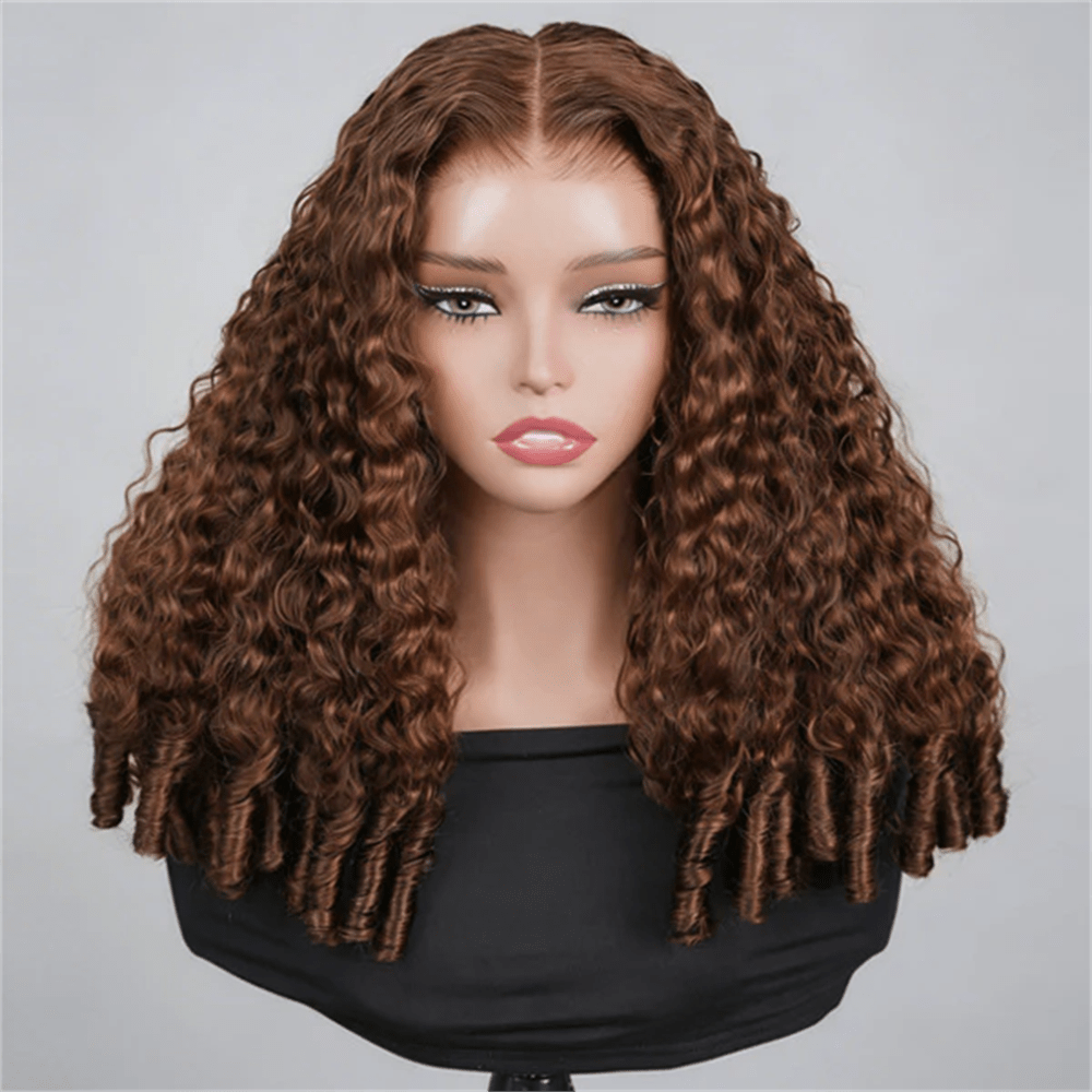 Msgem Burmese Curly 13x6 Full Frontal Wig 4 Chocolate Brown Colored Human Hair Wigs - Msgem Hair