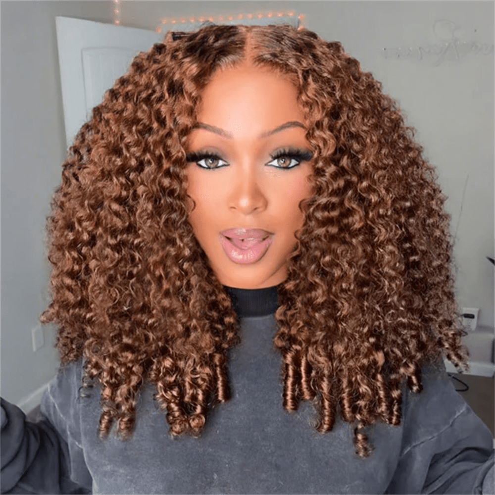 Msgem Burmese Curly 13x6 Full Frontal Wig 4 Chocolate Brown Colored Human Hair Wigs - Msgem Hair