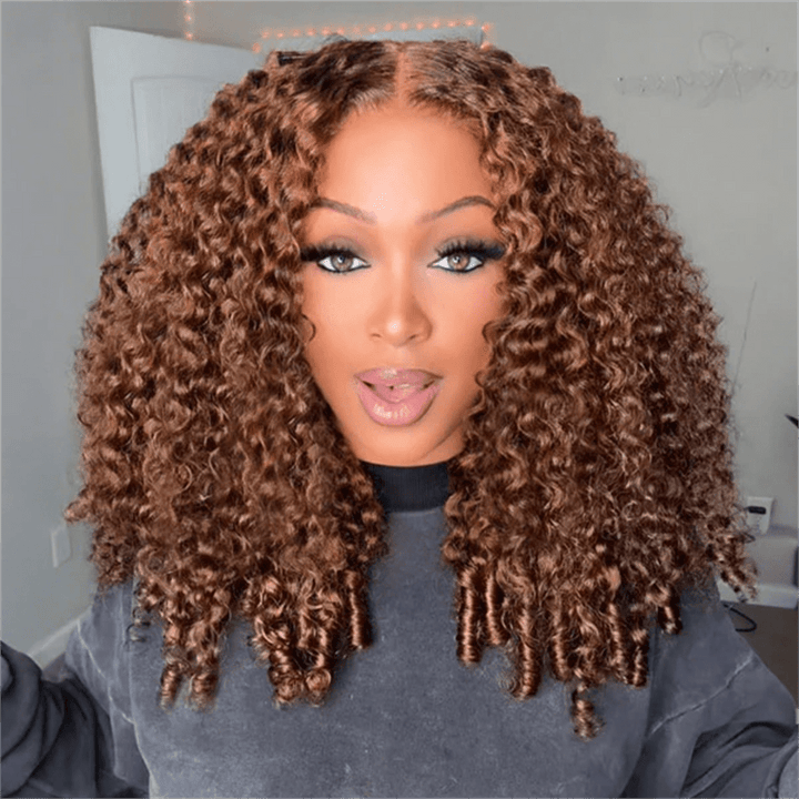 Msgem Burmese Curly 13x6 Full Frontal Wig 4 Chocolate Brown Colored Human Hair Wigs - Msgem Hair