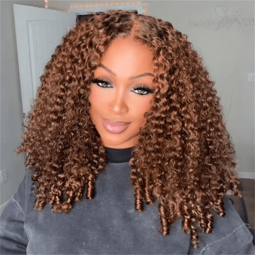Msgem Burmese Curly 13x6 Full Frontal Wig 4 Chocolate Brown Colored Human Hair Wigs - Msgem Hair