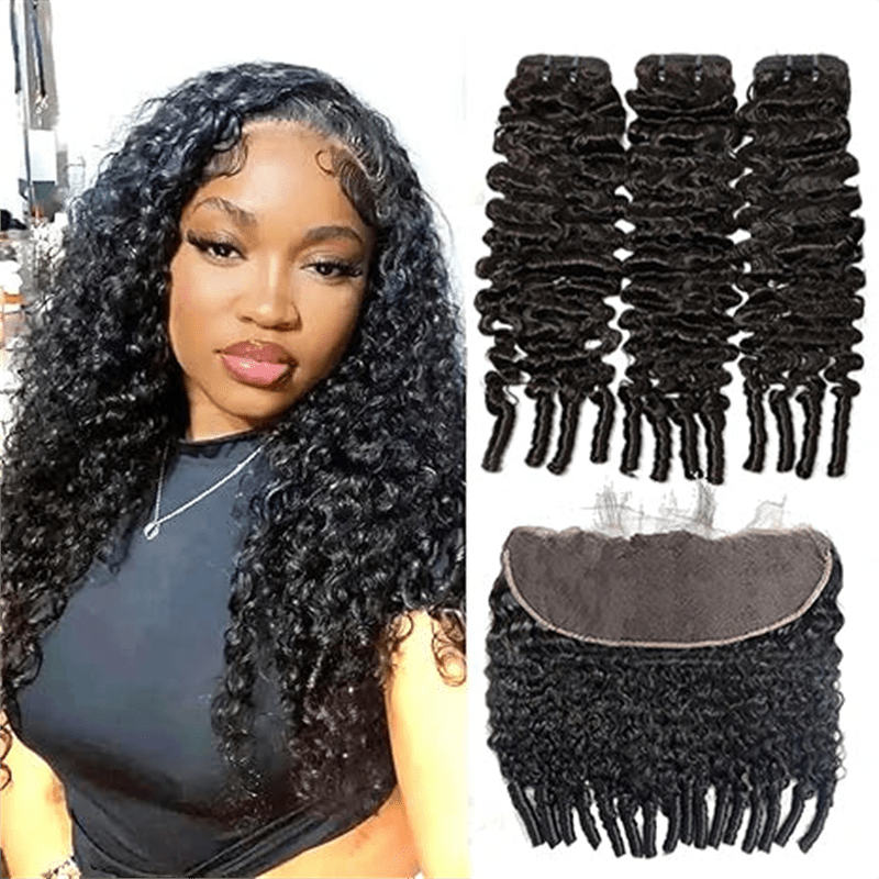 Msgem Burmese Curly 3 Bundles With 13*4 Lace Frontal Closure Brazilian Human Hair - Msgem Hair