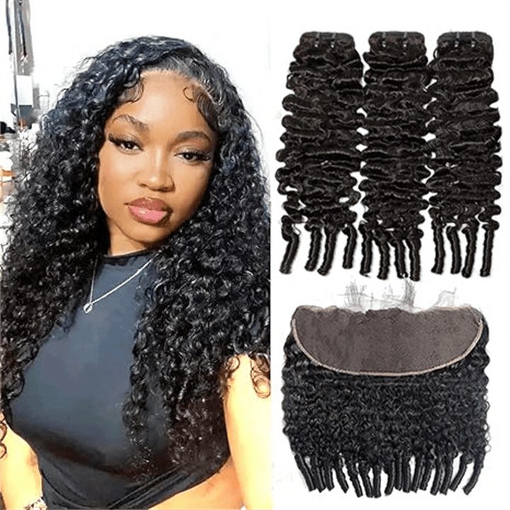 Msgem Burmese Curly 3 Bundles With 13*4 Lace Frontal Closure Brazilian Human Hair - Msgem Hair