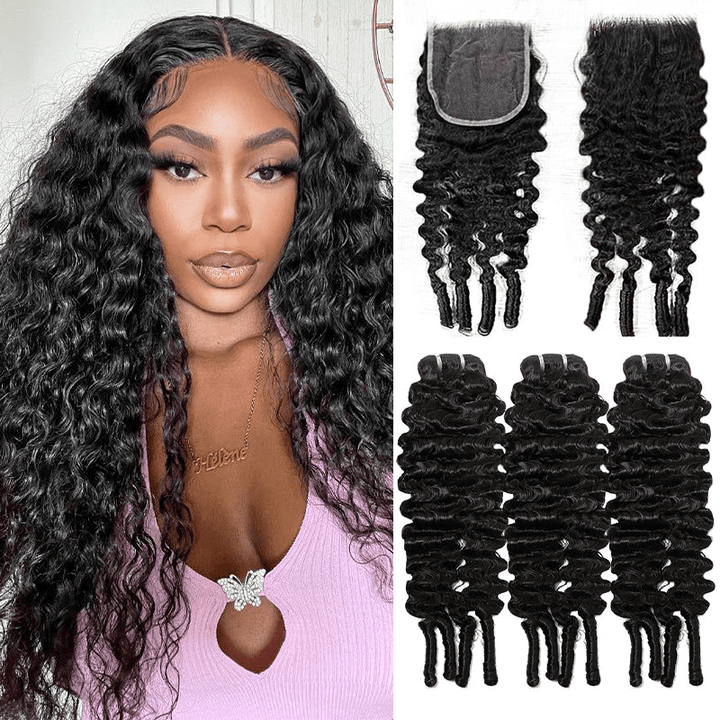 Msgem Burmese Curly Hair 3 Bundles With 5x5 Lace Closure Brazilian Human Hair - Msgem Hair