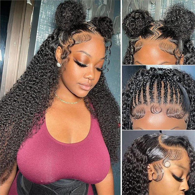 Msgem Cambodian Curly 13x6 HD Invisible Lace Front Wigs Human Hair Kinky Curly 13x4 Frontal Wigs 40Inches - Msgem Hair