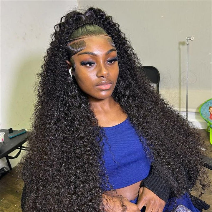 Msgem Cambodian Curly 13x6 HD Invisible Lace Front Wigs Human Hair Kinky Curly 13x4 Frontal Wigs 40Inches - Msgem Hair