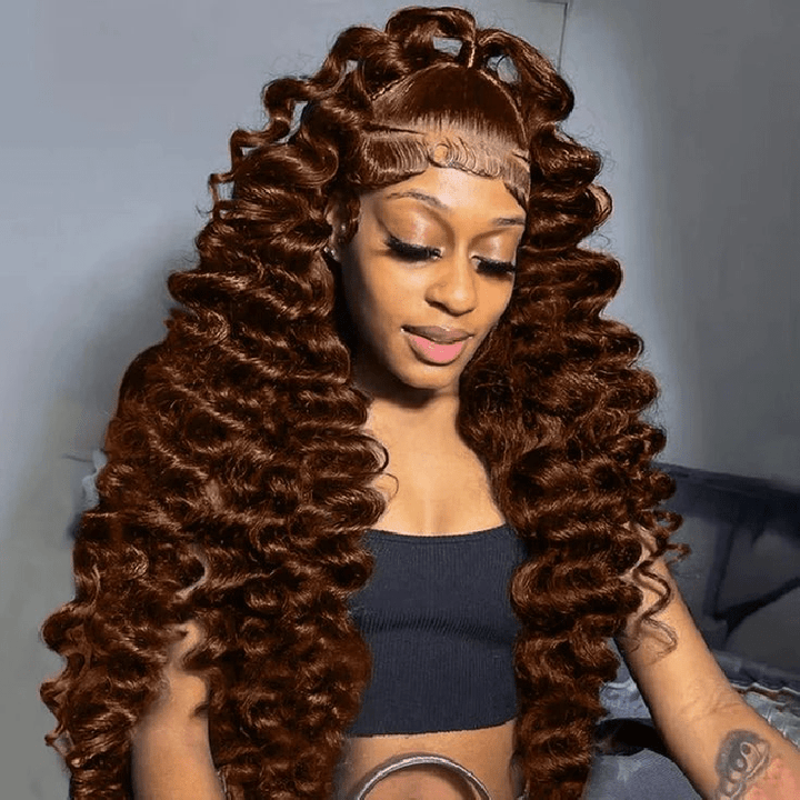 Msgem Chocolate Brown 13x6 Loose Deep Wave Lace Front Wigs Pre Plucked Natural Hairline Transparent Lace Wig - Msgem Hair