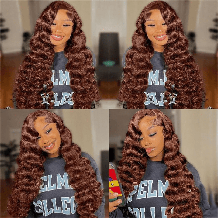 Msgem Chocolate Brown 13x6 Loose Deep Wave Lace Front Wigs Pre Plucked Natural Hairline Transparent Lace Wig - Msgem Hair