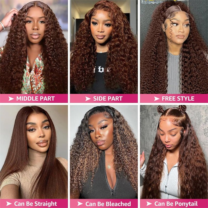 Msgem Chocolate Brown 5¡Á5 Lace Closure Wig Chocolate Brown Deep Wave Human Hair Wigs HD Transparent 4x4 6x6 Lace Wig - Msgem Hair