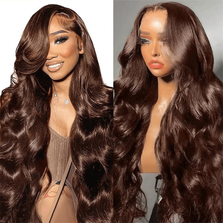 Msgem Chocolate Brown Body Wave 13x4 Lace Frontal Wigs HD Transparent Human Hair Wigs Pre Plucked With Baby Hair - Msgem Hair