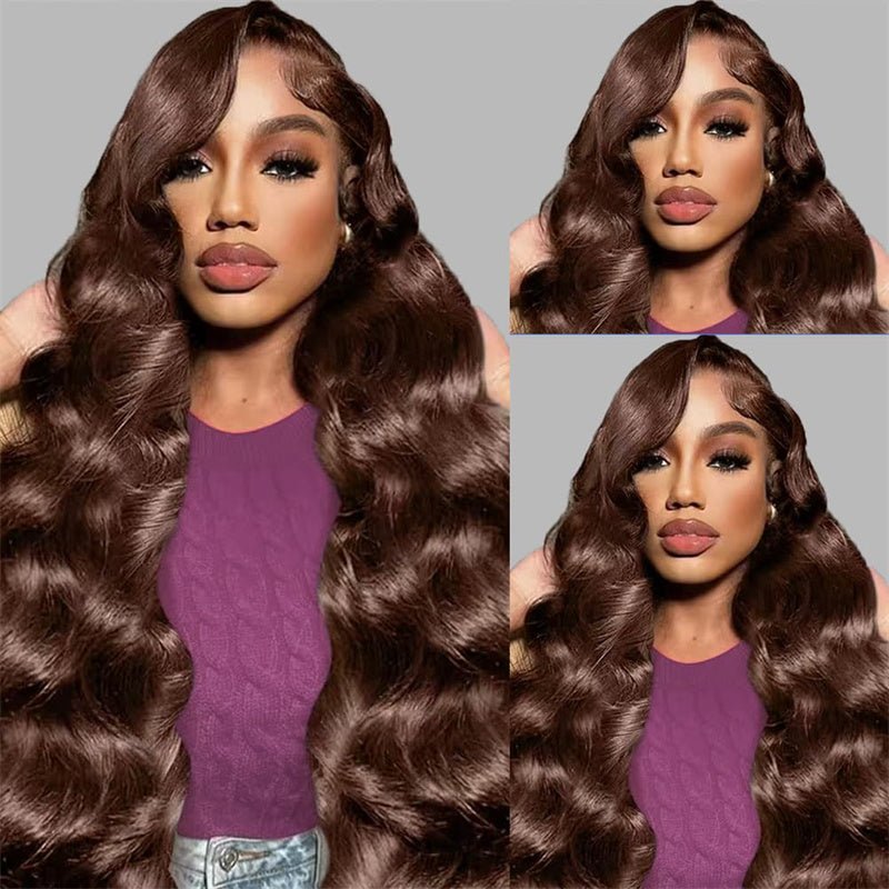 Msgem Chocolate Brown Body Wave 4x4 Lace Closure Human Hair Wigs 250% Density 5x5 6x6 Lace Wigs - Msgem Hair