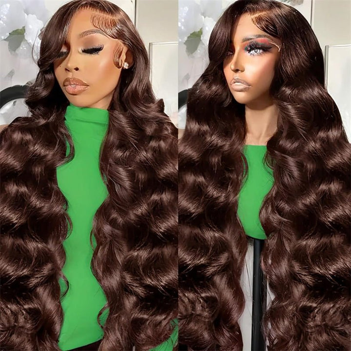 Msgem Chocolate Brown Body Wave 4x4 Lace Closure Human Hair Wigs 250% Density 5x5 6x6 Lace Wigs - Msgem Hair