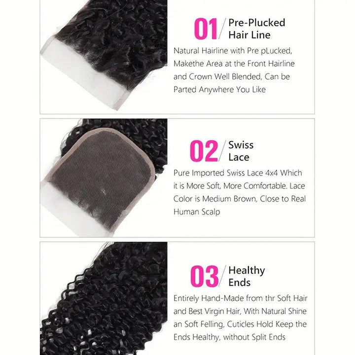 Msgem Curly 4*4 Lace Closure Virgin Human Hair - Msgem Hair
