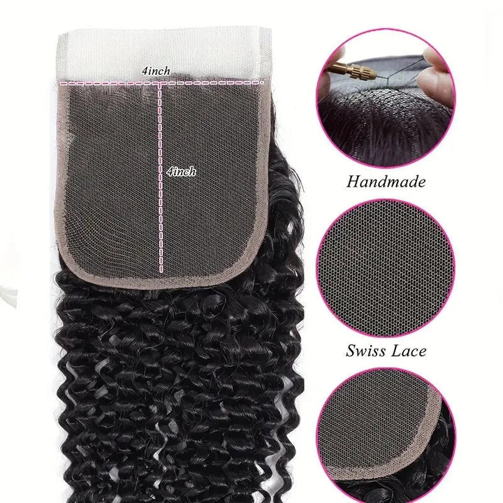 Msgem Curly 4*4 Lace Closure Virgin Human Hair - Msgem Hair