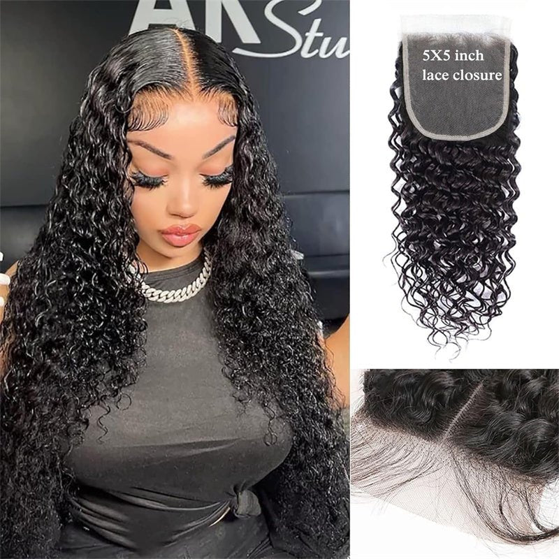 Msgem Curly Wave 5x5 Transparent HD Lace Closure Virgin Human Hair Frontal Closure - Msgem Hair