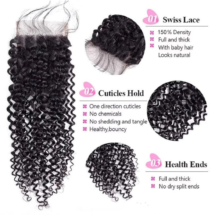 Msgem Curly Wave 5x5 Transparent HD Lace Closure Virgin Human Hair Frontal Closure - Msgem Hair