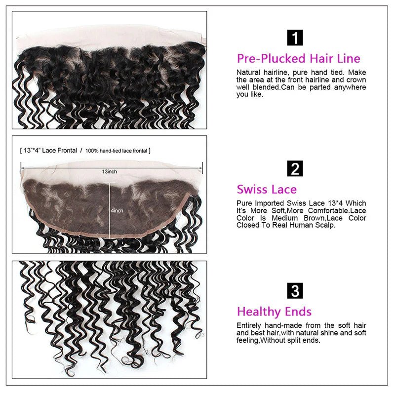 Msgem Deep Wave Ear to Ear Lace Frontal Closure 13x4 HD Lace Frontal Human Hair With Baby Hair - Msgem Hair