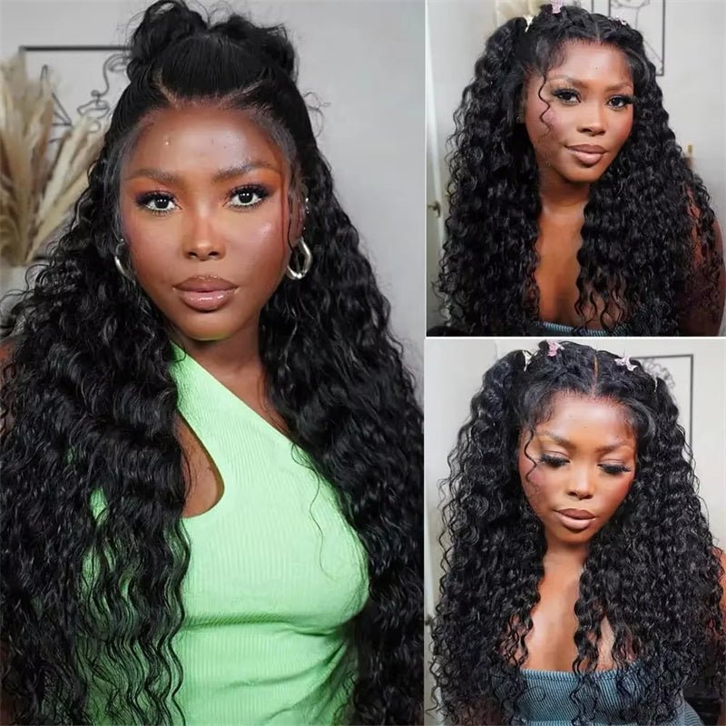 Msgem Deep Wave Invisi - Drawstring Snug Fit 360 Lace Frontal Wigs HD Transparent Glueless Human Hair Wigs for Women - Msgem Hair