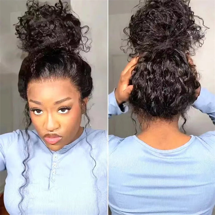 Msgem Deep Wave Invisi - Drawstring Snug Fit 360 Lace Frontal Wigs HD Transparent Glueless Human Hair Wigs for Women - Msgem Hair