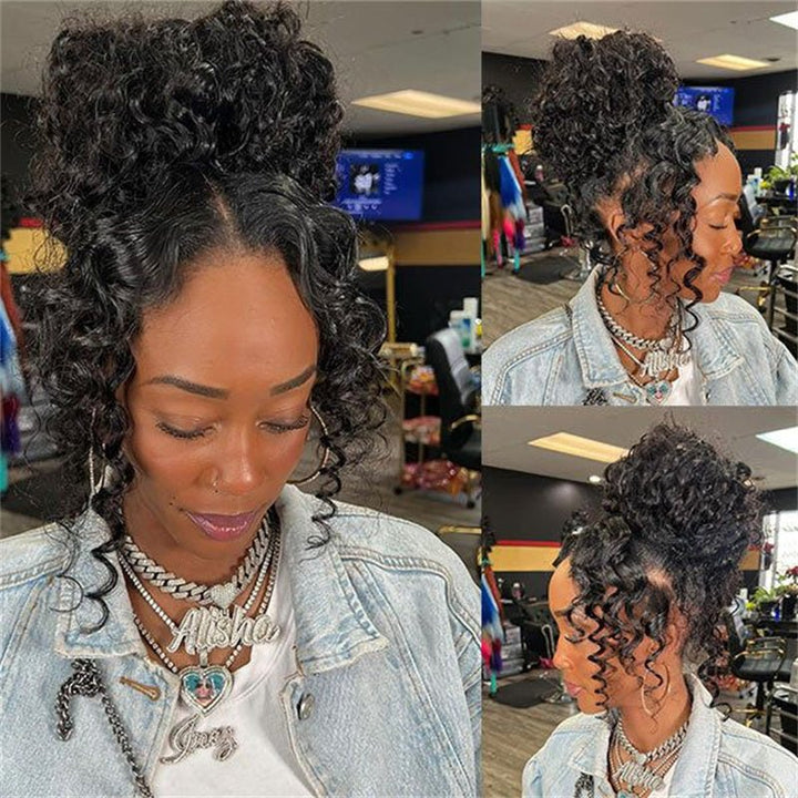 Msgem Deep Wave Invisi - Drawstring Snug Fit 360 Lace Frontal Wigs HD Transparent Glueless Human Hair Wigs for Women - Msgem Hair