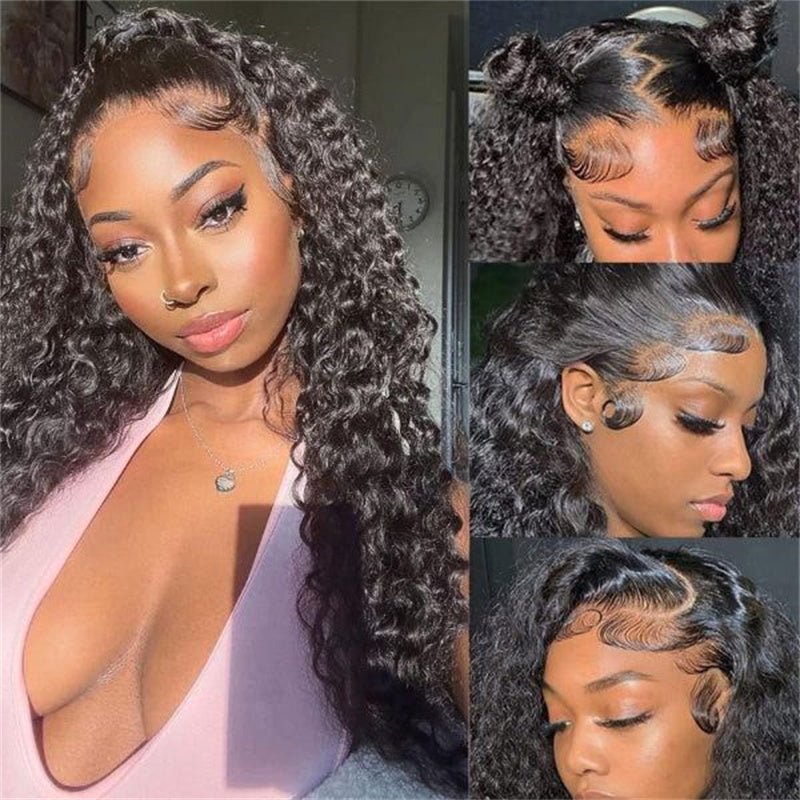 Msgem Deep Wave Invisi - Drawstring Snug Fit 360 Lace Frontal Wigs HD Transparent Glueless Human Hair Wigs for Women - Msgem Hair