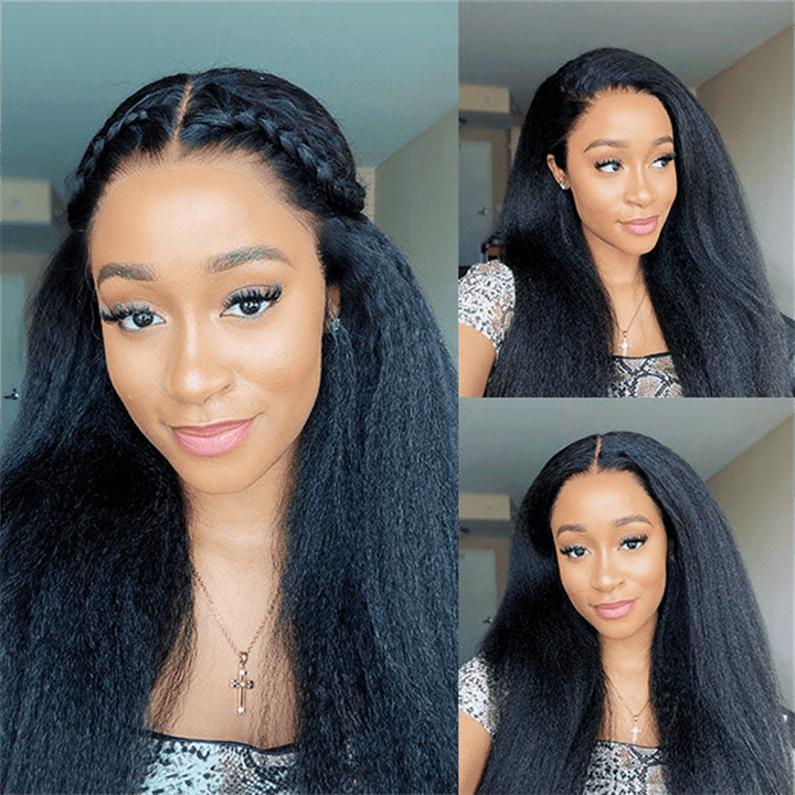 Msgem Easi - Drawstring Yaki Straight 13x6 Full Lace Front Wig Beginner Friendly Human Hair Wigs - Msgem Hair