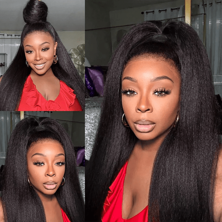 Msgem Easi - Drawstring Yaki Straight 13x6 Full Lace Front Wig Beginner Friendly Human Hair Wigs - Msgem Hair
