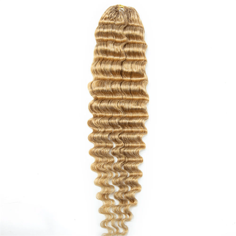 Msgem Feather Crochet Hair Extension 27 Honey Blonde Deep Wave Human Hair - Msgem Hair