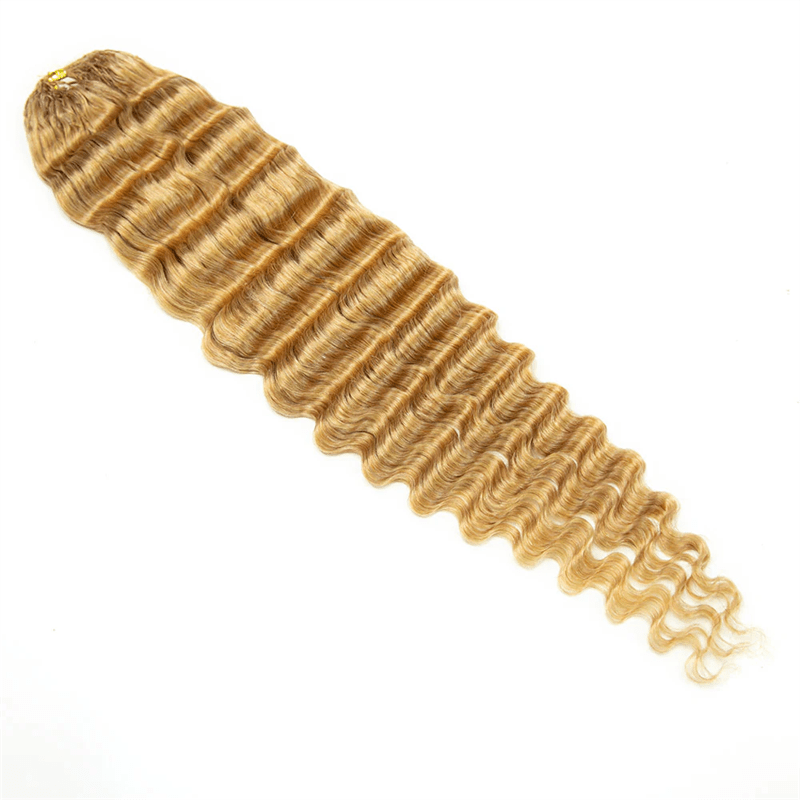 Msgem Feather Crochet Hair Extension 27 Honey Blonde Deep Wave Human Hair - Msgem Hair