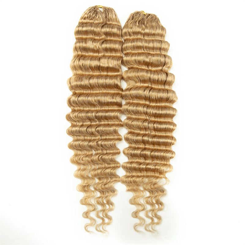 Msgem Feather Crochet Hair Extension 27 Honey Blonde Deep Wave Human Hair - Msgem Hair