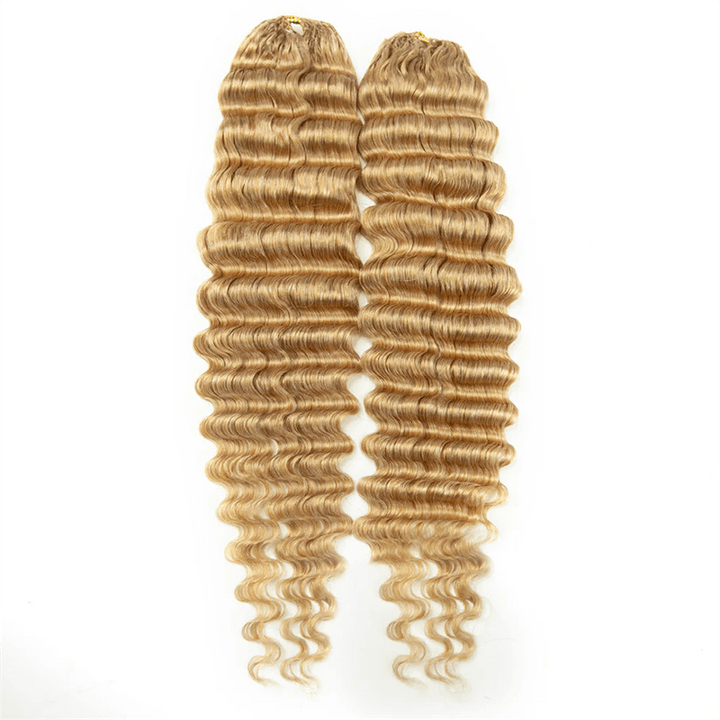 Msgem Feather Crochet Hair Extension 27 Honey Blonde Deep Wave Human Hair - Msgem Hair